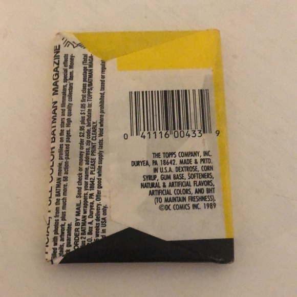 Rare Vintage Original Topps 1989 Batman Waxed pack trading cards. Unopened Pack. - Picture 3 of 3